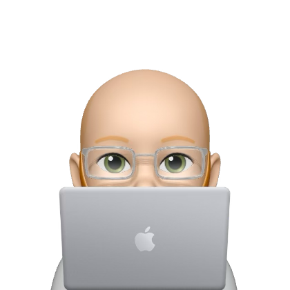 Memoji of me sitting behind a laptop